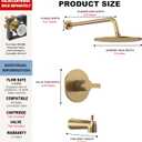 Replacement for Delta 13/14 Series Shower Trim Kit, Compatible with Delta R10000 Tub Shower Faucet Set, Brushed Gold Shower Head and Handle Set,Champagne Bronze (Cartridge and Valve Not Included)