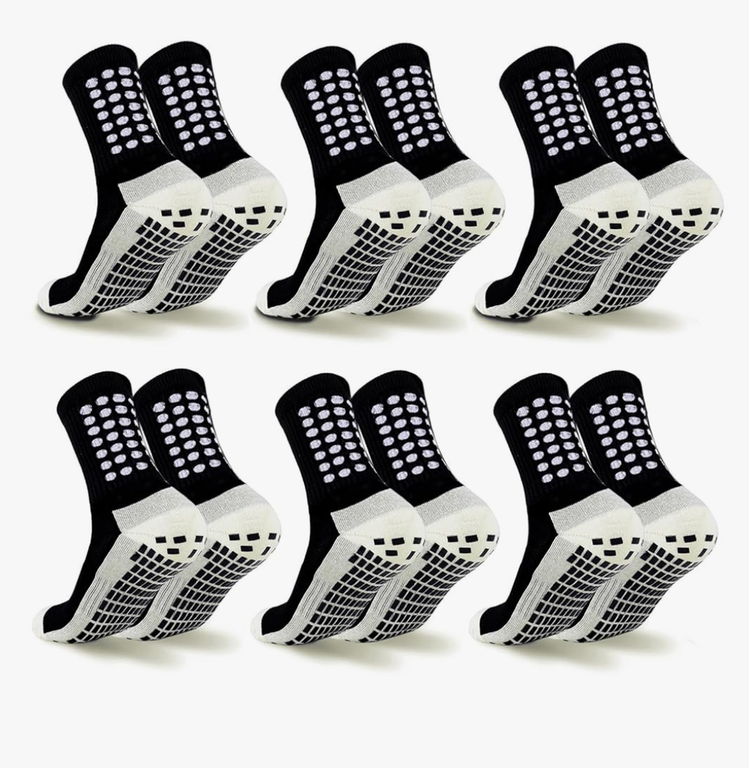 6 Pairs Grip Soccer Socks Colorful Non Slip Sports Football Basketball Hospital Yoga Socks for Men Women, One size