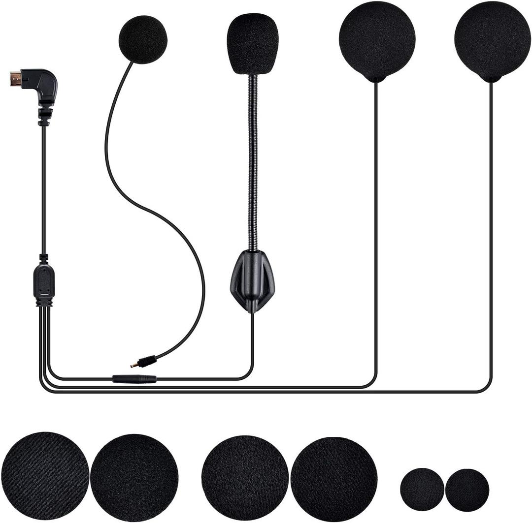 Fodsports Speaker Microphones Accessories FX6 FX6S FX-S Motorcycle Bluetooth Intercom Headset (Changeable Boom Mic + Soft Mic Speakers)