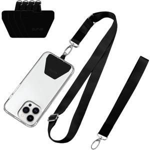 OUTXE Phone Lanyard - 4 Pads, 1 Adjustable Neck Strap, 1 Wrist Strap, Nylon Lanyard Compatible with All Smartphone