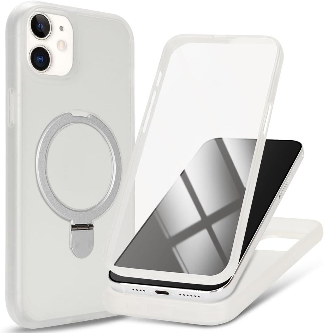 Cavor for iPhone 12 & 12 Pro Case,Compatible with Magsafe,for iPhone 12 Case with Screen Protector with Stand,Stand Protective Magnetic Phone Cover-Clear