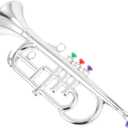 TOYANDONA 1Pcs Trumpet for Kids, Plastic Trumpet Toy Musical Instrument Early Educational for Boys Girls (Silver)