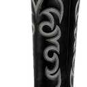 ISNOM Knee High Cowboy Cowgirl Boots for Women, Western Boots with Pull On Tab, Chunky Heel Design, Unique and Stylish (7, Over Knee Black)