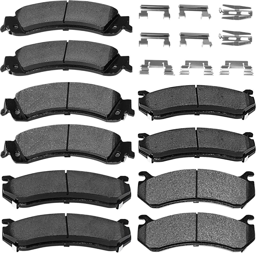 Brake Pads Front and Rear Compatible with Cadillac Escalade EXT ESV, Chevy Avalanche 1500 Silverado Suburban, GMC Sierra 1500 Yukon XL Brake Pads Semi-Metallic D785 D834