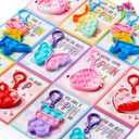 JOYIN 12 Packs Valentine's Day Cards with Pop Fidget Keychain Toys, Stress Anxiety Relief Fidget Toys with Cards for Kids Valentine Classroom Exchange Prizes, Valentine's Day Party Favors