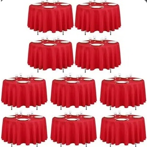 YMHPRIDE 10 Pack Red Round Tablecloth 90 Inch Washable Polyester Tablecloths Stain and Wrinkle Resistant Table Cloth Decorative Fabric Table Cover for Wedding Party Banquet Buffet