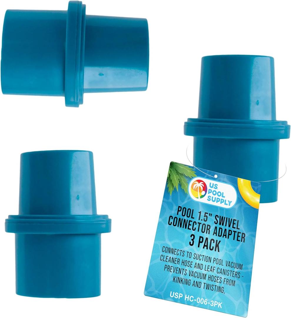 U.S. Pool Supply Pool 1.5" Swivel Connector Adapter, Pack of 3 - Connects to Suction Pool Vacuum Cleaner Hose and Leaf Canisters - Prevents Vacuum Hoses from Kinking and Twisting, Inground Fitting