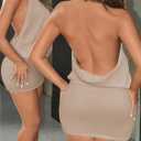 SOLY HUX Women's Halter Mini Dress Y2k Backless Bodycon Club Night Cocktail Dresses, Small