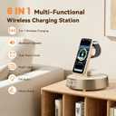 6 in 1 Wireless Charging Station with Alarm Clock, Bluetooth Speaker, FM Radio, Night Light for Bedroom Office, Wireless Charger Dock Station for iPhone 17 16 15 14 13 12 Pro Max,Apple Watch, AirPods