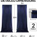 Navy Blue Satin Backdrop Curtains for Parties, 2 Panels 5FTx12FT Wrinkle Free Glitter Background Photo Backdrop Drapes for Wedding Birthday Photography Back Drop Cloth Holiday Festival Decor