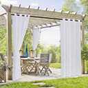 RYB HOME 2 Panels Outdoor Curtains for Patio - Linen Look Semi-Sheer Curtains for Patio Waterproof, Indoor Outdoor Drapes for Gazebo Pergola Balcony Pool Spa, Wide 54 x Long 84 (White)