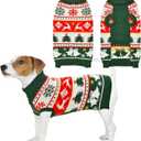 Vehomy Dog Christmas Sweater Warm Pet Xmas Turtleneck Sweater with Snowflakes Reindeers Bells Dog Christmas Knitwear Knitted Shirt Pullover Clothes for Medium Large Dogs M
