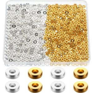 800 Pcs 6mm Flat Spacer Beads for Jewelry Making, Rondelle Disc Beads Bulk, Gold & Mixed Color Bead Spacers for Bracelets Necklaces DIY Crafts(Gold, Silver)