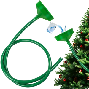 Christmas Tree Watering System, Large 5.5" Dia Christmas Tree Watering Funnel with 5feet Long Hose Xmas Tree Watering Device Easy Assembly Plant Watering Tool for Indoor Outdoor Xmas Tree (Green)