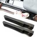 Leather Seat Gap Filler, No Drop Seat Guard Universal for Car SUV, Truck to Fill The Gap Between Seat and Console Black Crevice Plug Drop Blocker Stopper Catcher 2 Pack LB