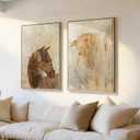Large Framed Vintage Landscape Long Narrow Wall Art for Hallway, 2 Piece