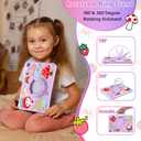 for iPad 9th 8th 7th Generation Case Kids Girls Strawberry Cover for iPad 10.2 Inch with Rotating Kickstand Shoulder Strap Soft Silicon Shockproof Protective Tablet Cover for 9/8/7 Gen 10.2 inch (Patterned Purple)