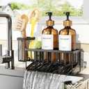 Cisily Kitchen Dish Soap Dispenser Set with 2 Pack 16.9oz Amber Glass Bottle and Sponge Holder, Dish Soap Dispensers with Adjustable Sponge Holder, Vintage Hand and Dish Soap Dispensers Set