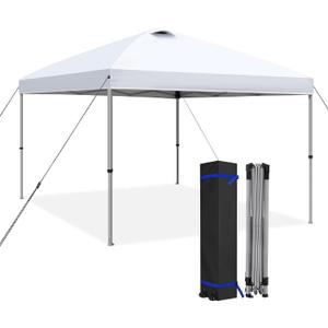 HYPER VENTURE 10x10ft Pop Up Canopy Tent with One Push Setup, Portable Outdoor Event Shelter with Rolling Carry Bag for Camping, Beach, Market, Patio (White)