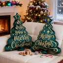 Lanpn Christmas Tree Pillows Set of 2, Merry Christmas Decoration Winter Throw Pillows Soft Cute 3D Shaped Xmas Tree Throw Cushion for Sofa Living Room Bedroom Xmas Decor (16x21 inch, Green)