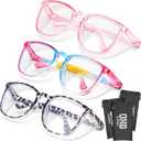 OXG 3 Pack Stylish Safety Glasses, ANSI Z87+ Anti Fog Safety Goggles Blue Light Blocking Protective Eyewear for Nurses (Leopard+rainbow+pink)