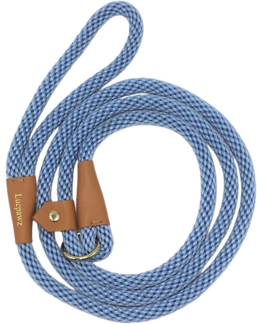 Soft Paracord Rope Slip Lead Dog Leash for Large Dogs, Easy to Use Dog Lead Collar Combo (6ft*12mm, Airy Blue)