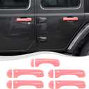 Door Handle Cover & Tailgate Handle Cover Inserts Exterior Accessories Fit for 2018-2025 Jeep Wrangler JL JLU 2/4 Door(Pink)