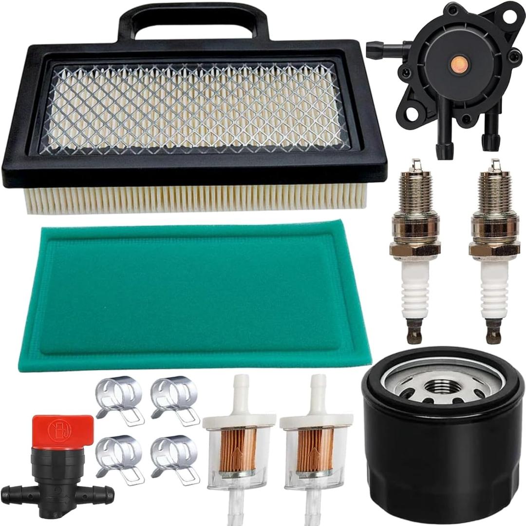 698754 Air Filter Tune Up Kit Fits for John Deere L120 L111 LA130 D140 D130 LA135 LA145 for Briggs and Stratton 499486 499486S 18-26 HP Intek V-Twins Lawn Mower Parts with AM125424 492932s Oil Filter