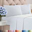Full Size 4 Piece Sheet Set - Comfy Breathable & Cooling Bed Sheets Set - Hotel Luxury Bedding for Women, Men, Kids, Teens, Boys & Girls - Deep Pockets, Soft, Wrinkle Free - Oeko-Tex - Blue Stripes 2