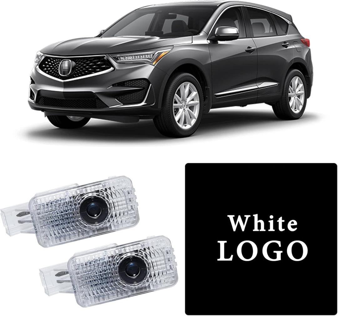 Never Fade Car LED Door Logo Projector Ghost Shadow Light, for RLX/MDX/ZDX/TLX/TL/RDX Series Accessories Door Light Logo LED Laser Car Courtesy Step Light (White)