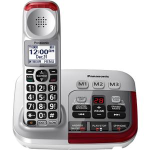 Panasonic 1 Handest Amplified Cordless Phone with Slow Talk, 50dB Volume Boost, 112dB Lound Visual Ringer, Hearing Aid Compatibility, Large Screen and Backlit Keypad - KX-TGM450S (Silver)