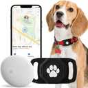 Smart Pet Tracker for Collar - Dog Tracker Pet Location Tracker with Holder | Real-Time Location, No Monthly Fee/ SIM Card, Work with IOS Only (Not for Android), Ultra-Slim, IP68 Waterproof Holder, Black