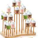 Yopay Bamboo Cupcake Stand for 18 Cupcakes, Dessert Display Stands Cupcake Holder for Treat Table, Layered Stand for Party Wedding Birthday Holidays Christmas Anniversaries