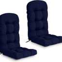 downluxe Water-Resistant Adirondack Chair Cushions, Indoor/Outdoor Chair Cushions Set of 2 with Adjustable Ties, Tufted High Back Patio Chair Cushions, 4.5" Thick Padding, Navy (2 Count (Pack of 1))