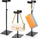 Hacaroa 3 Pack Purse Holder Handbag Display Stand, Metal Bag Organizer Wreath Stand Height Adjustable, Jewelry Display Rack for Tabletop, Closet, Boutique Store, Black