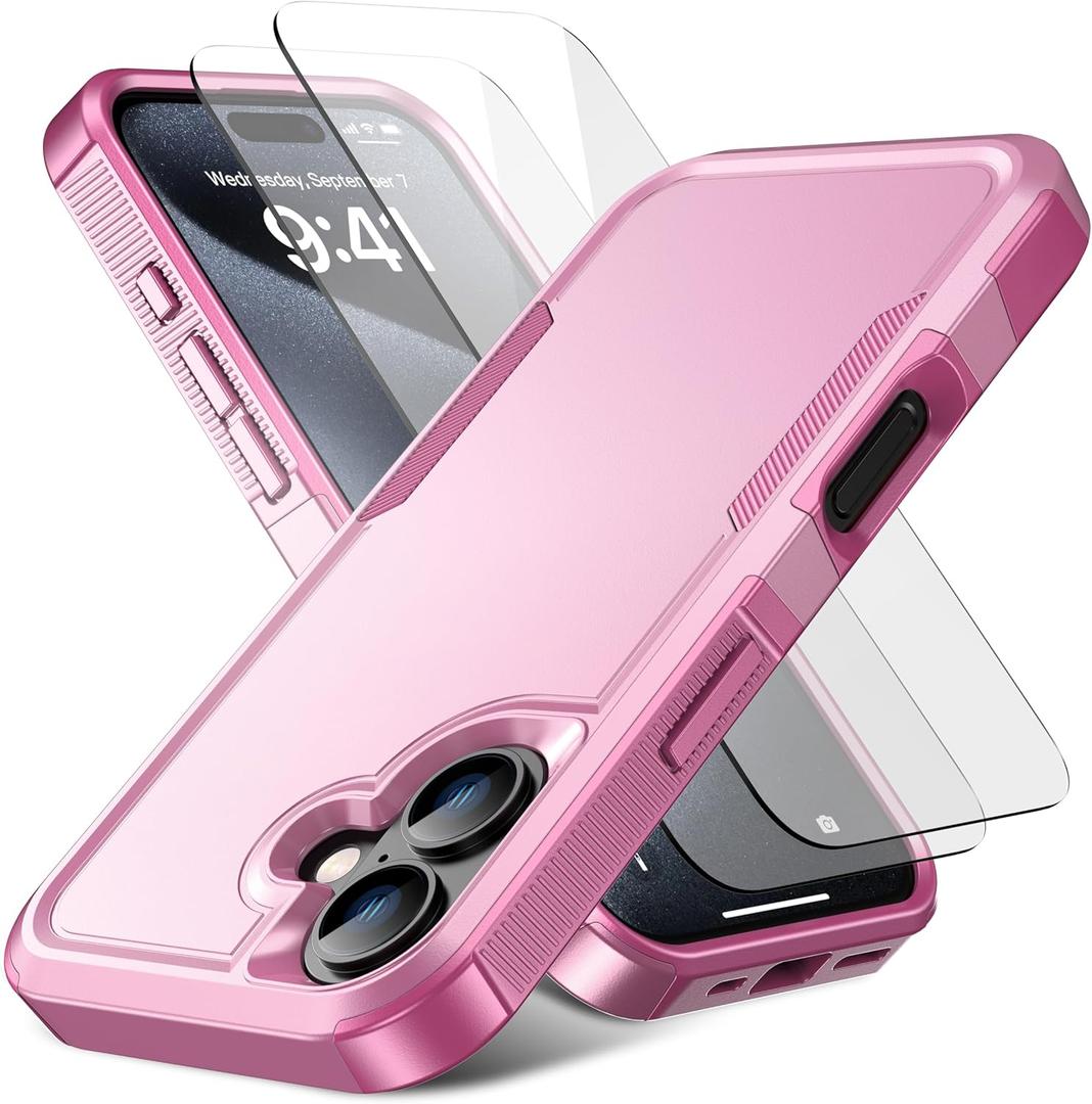 for iPhone 17 Case [Shockproof] [Dropproof] [Heavy Duty Protection] [Pocket-Friendly] Slim & Tough Non-Slip Protective Phone Cover for iPhone17 6.3inch, Pink
