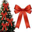 Janinka 24 Pcs Red Bow Christmas Tree Decoration Satin Ribbon Bow 6 x 12 inch Vintage Christmas Ornaments for Wreath Tree Topper Ornament Coquette Staircase Fireplace Garland Home Xmas Holiday Decor