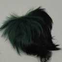 Linfairy Anime Cosplay Wig Short Black Green Halloween Costume Curly Wig