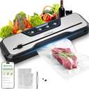Vacuum Sealer Machine, with Starter Kit, Beelicious Automatic Air Sealing for Food Storage, Build-in Cutter, Moist Mode, EXT-VAC (Stainless Steel)