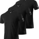 3 Packs Workout Shirts for Men - Activewear Tops Gym Shirts Dry Fit Mesh Moisture Wicking Running Fitness Short Sleeve Crewneck Sports Athletic T-Shirt Tops 3P05-Black-S