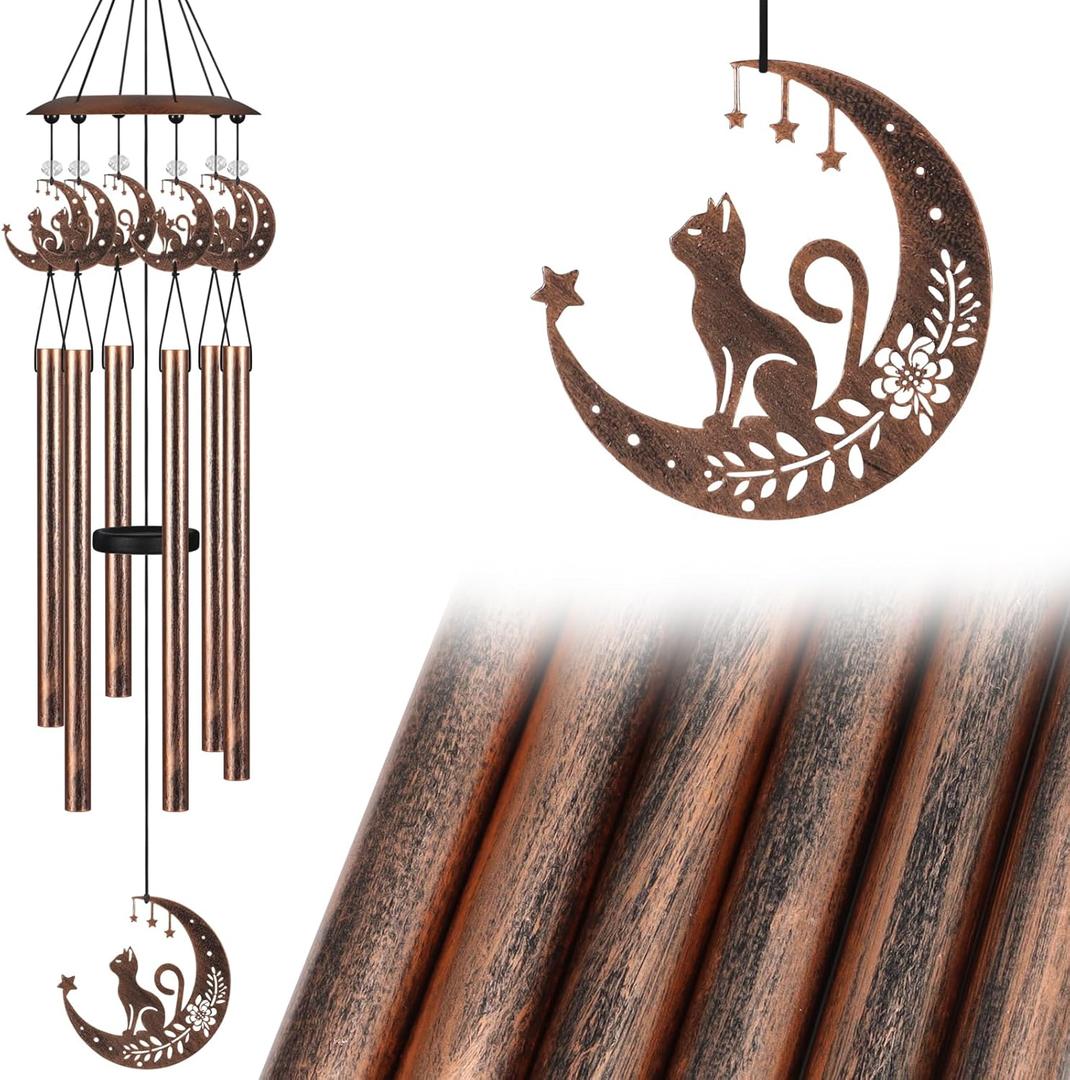 Wind Chimes with Sympathy Wind Spinner,Outside Garden Decor Gifts for Women Mom and Grandma,Memorial Wind Chimes for Loss of Loved One Prime,Bereavement/Sympathy/Memorial Gift (Cats)