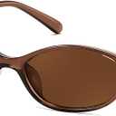 FEISEDY Retro Oval Cat Eye Sunglasses for Women 90s Narrow Lightweight Shades Y2k Trendy Sunnies B0257 (Brown/Brown)