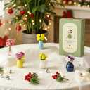 Mini Ceramic Vase Magnets for Fridge, Cute Tiny Plant Vase Fridge Magnets for Kitchen Refrigerator Office Locker Decoration with Fake Flowers (5 Pack)