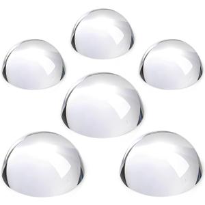 Briwooody 6 Pcs Crystal Dome Magnifier Paperweights Glass Paperweight Reading Magnifying Glass Clear Optical Half Ball Lens for Office Desk Home Gift (1.97 Inch)