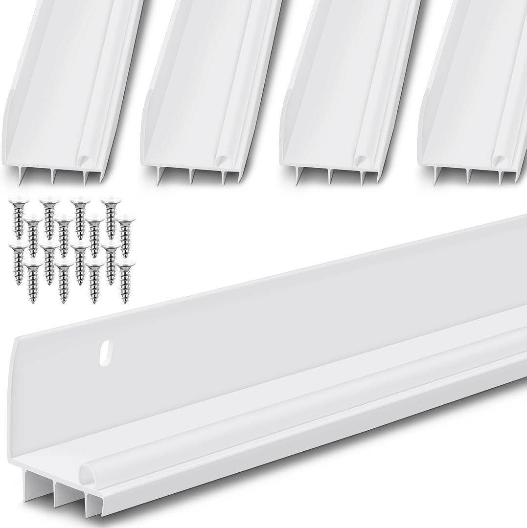 Hicarer 4 Pcs 36 Inch Storm Door Bottom Sweep for Door Seal l Shape 1-3/4 Inch Door Replacement Parts with Vinyl Fins Stripping Kerf Draft Stoppers Weather Stripping Threshold Seal