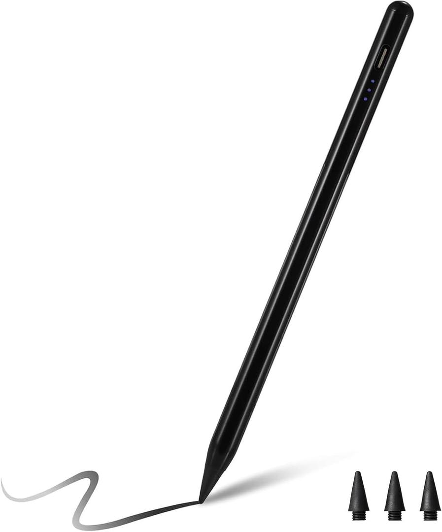 Stylus Pen for iPad (2025-2018),Tilt Sensitivity Palm Rejection Fast Charge Stylus Pencil,i-Pad Pencil for iPad 11th A16/10/9/8/7/6th & Pro 13/12.9/11(M4) & Air 13/11(M3/M2) & Mini A17 Pro/6/5(Black) (1pack)