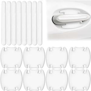 WSSROGY 18 PCS Car Door Bowl Cup Handle Scratch Protectors Sticker Protective Film Universal for Cars (Transparent)