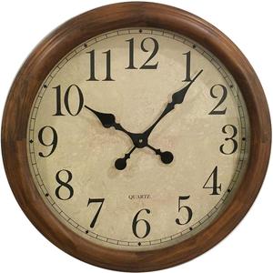 24-Inch Wood Silent Non-Ticking Battery Operated Decorative Wall Clock for Living Room Decor Large Decorative Clock Oversized (Pine)