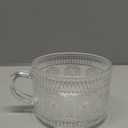 Mfacoy Vintage Coffee Mugs Set of 2, 14 oz Embossed Glass Cups with Handle, Clear Cups for Cappuccino, Latte, Cereal, Yogurt, Milk, Hot or Cold Beverages (Translucent)