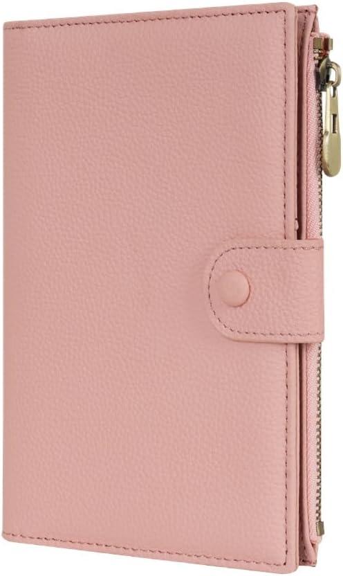 WASON Leather Passport Cover Travel Wallet RFID Blocking  Passport Holder Slot with Zipper Pocket for lD, Boarding Pass,Ticket, Cash, SD Card, Travel Essentials for Men and Women (Pink)
